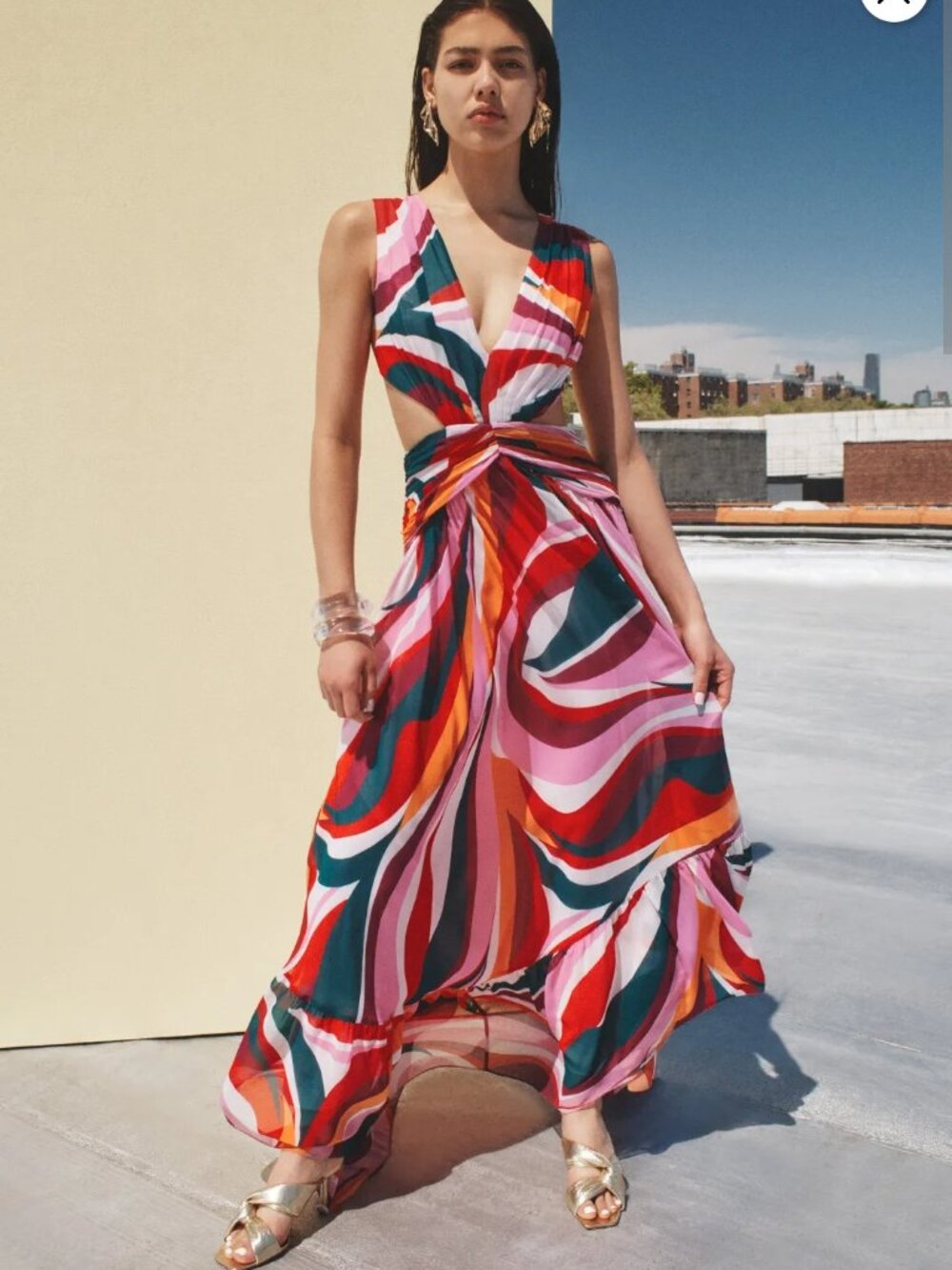 Patbo Delos Plunge Maxi Dress Size 2 Msrp $850
